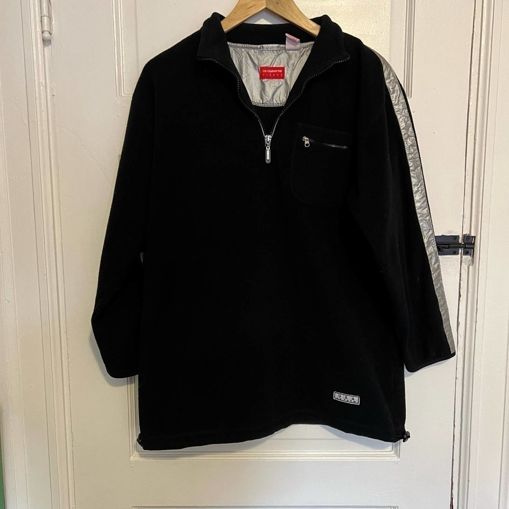 𝅺LIZ Claiborne  Liz & Co Black fleece half zip M